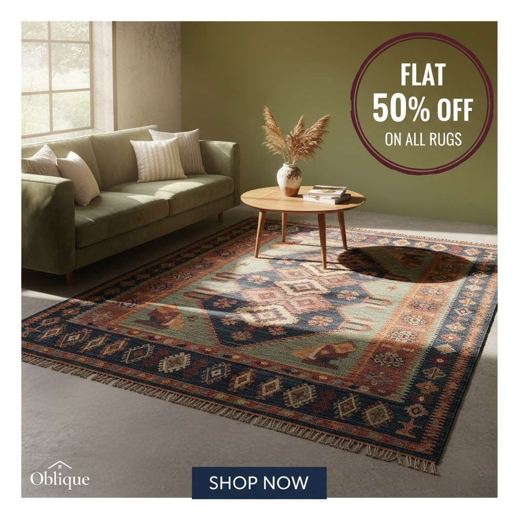 Rugs 50% off ad